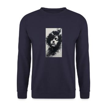 Spukende Tinte & Kohle Emotion - Unisex Pullover - Navy - Vorne - Alina (178cm) & Michal (187cm)