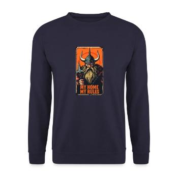 Viking Warriors – My Home, My Rules - Unisex Sweatshirt - navy - Front - Alina (178cm) & Michal (187cm)