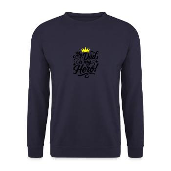 Bester Papa Held Spruch Vatertag - Unisex Pullover - Navy - Vorne - Alina (178cm) & Michal (187cm)