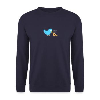 2000. Miau ? Oiseau de ver Drôle. - Sweat-shirt Unisexe - marine - Devant - Alina (178cm) & Michal (187cm)