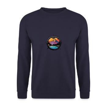 Berge Kompass Landschaft - Unisex Pullover - Navy - Vorne - Alina (178cm) & Michal (187cm)