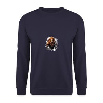 Löwe Muskeln - Unisex Pullover - Navy - Vorne - Alina (178cm) & Michal (187cm)