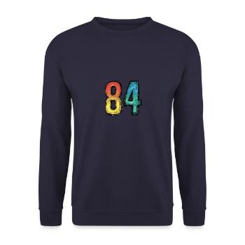 84 Zahl Comic - Unisex Pullover - Navy - Vorne - Alina (178cm) & Michal (187cm)