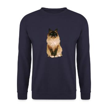 Ragdoll-Katze 1 - Unisex Pullover - Navy - Vorne - Alina (178cm) & Michal (187cm)