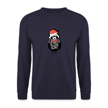 raccoon,black and white,pantomime, Christmas - Unisex Sweatshirt - navy - Front - Alina (178cm) & Michal (187cm)
