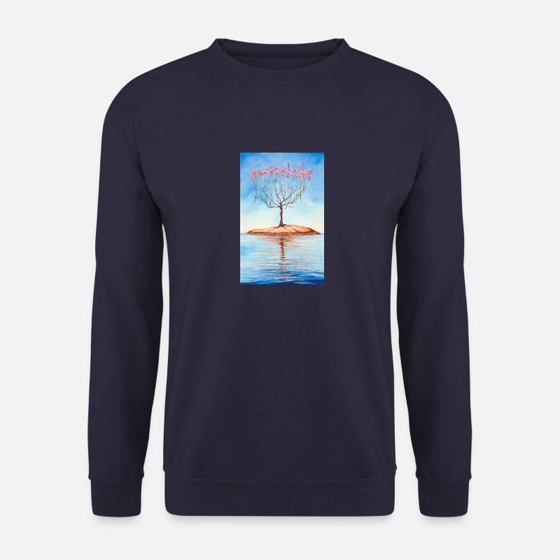Baum mit rosa Blüten - Unisex Pullover - Navy
