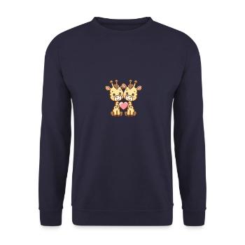 Giraffe Paar Liebe Valentinstag - Unisex Pullover - Navy - Vorne - Alina (178cm) & Michal (187cm)