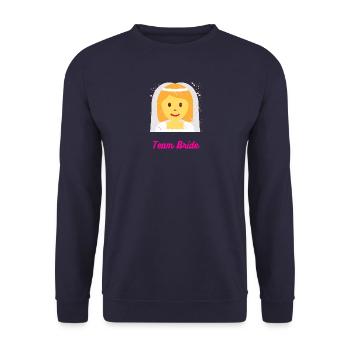 Team Bride - Bachelor Party Bride - Unisex Sweatshirt - navy - Front - Alina (178cm) & Michal (187cm)