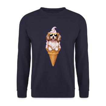 Shih Tzu as Waffle Cream - Unisex Sweatshirt - navy - Front - Alina (178cm) & Michal (187cm)