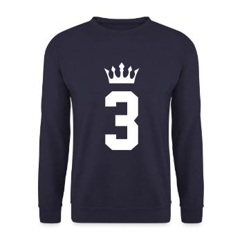 3 Zahl Krone - Unisex Pullover - Navy - Vorne - Alina (178cm) & Michal (187cm)