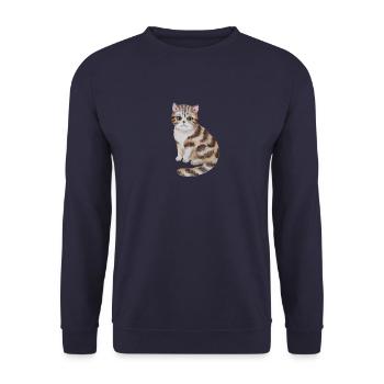 Süße Katze - Unisex Pullover - Navy - Vorne - Alina (178cm) & Michal (187cm)