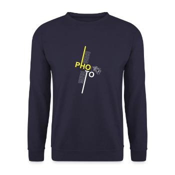 Photographer Long text - Unisex Sweatshirt - navy - Front - Alina (178cm) & Michal (187cm)