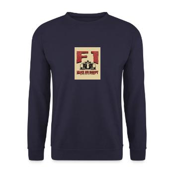 F1-MAKE ME HAPPY - Unisex Pullover - Navy - Vorne - Alina (178cm) & Michal (187cm)