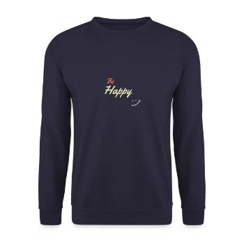 (Be happy) inspirational t-shirts design - Unisex Sweatshirt - navy - Front - Alina (178cm) & Michal (187cm)