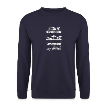 La nature est ma religion et la terre est mon église - Sweat-shirt Unisexe - marine - Devant - Alina (178cm) & Michal (187cm)