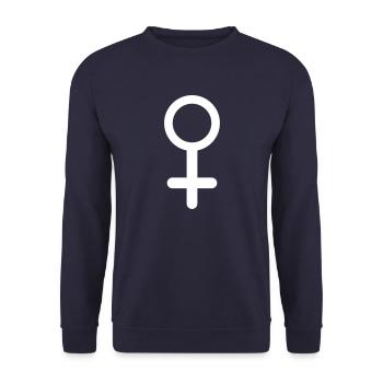weiblich symbol icon - Unisex Pullover - Navy - Vorne - Alina (178cm) & Michal (187cm)