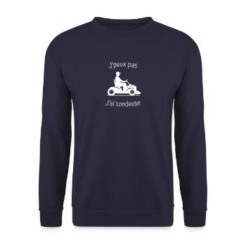 Je peux pas j'ai tondeuse, humour papa, drôle - Sweat-shirt Unisexe - marine - Devant - Alina (178cm) & Michal (187cm)