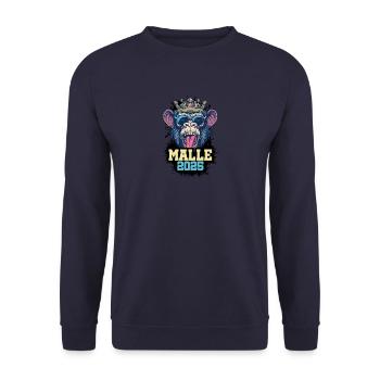 Malle 2025 Affe - Unisex Pullover - Navy - Vorne - Alina (178cm) & Michal (187cm)