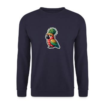 Little cute parrot with pineapple hat - Unisex Sweatshirt - navy - Front - Alina (178cm) & Michal (187cm)