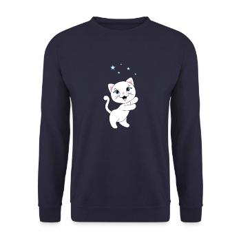Kitten catches stars - Unisex Sweatshirt - navy - Front - Alina (178cm) & Michal (187cm)