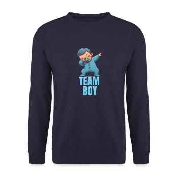 Gender Reveal Party Team Boy Baby Announcement - Unisex Sweatshirt - navy - Front - Alina (178cm) & Michal (187cm)
