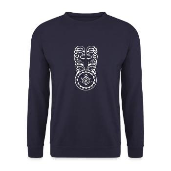 logo poitrine maori 101 blanc - Sweat-shirt Unisexe - marine - Devant - Alina (178cm) & Michal (187cm)