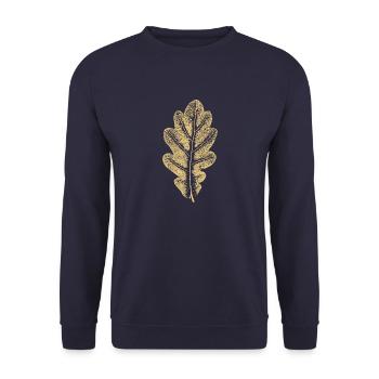 Eichenblatt - Khaki- Blatt/ Eiche/ Baum - Unisex Pullover - Navy - Vorne - Alina (178cm) & Michal (187cm)