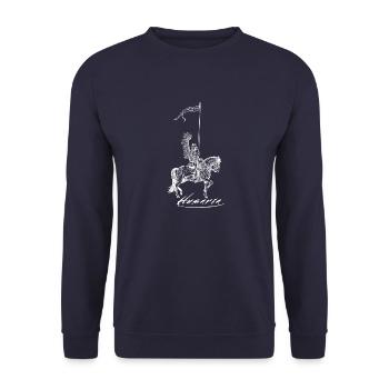 Husaria Kavallerie Polen Flagge Slawen Geschichte - Unisex Pullover - Navy - Vorne - Alina (178cm) & Michal (187cm)