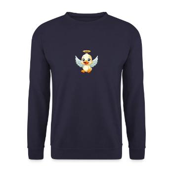 Süße Ente Engelchen mit Flügeln - Unisex Pullover - Navy - Vorne - Alina (178cm) & Michal (187cm)