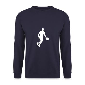 Basketballer Silhouette Basketball Spieler Mann - Unisex Pullover - Navy - Vorne - Alina (178cm) & Michal (187cm)