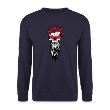 tete de mort hipster skull crane casquette 1511 - Sweat-shirt Unisexe - marine - Devant - Alina (178cm) & Michal (187cm)