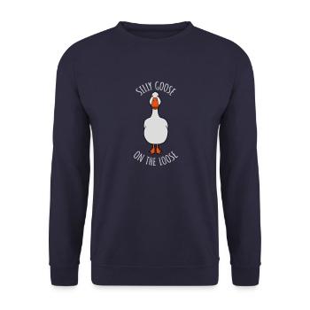 goose on the loose - Unisex Sweatshirt - navy - Front - Alina (178cm) & Michal (187cm)