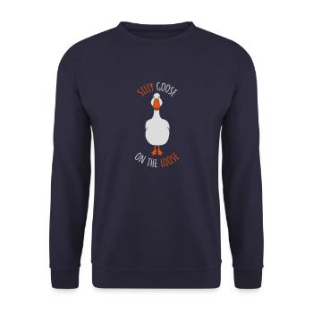 goose on the loose - Unisex Sweatshirt - navy - Front - Alina (178cm) & Michal (187cm)