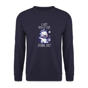 I just really like Zebra ok? Zebra Design - Unisex Sweatshirt - navy - Front - Alina (178cm) & Michal (187cm)
