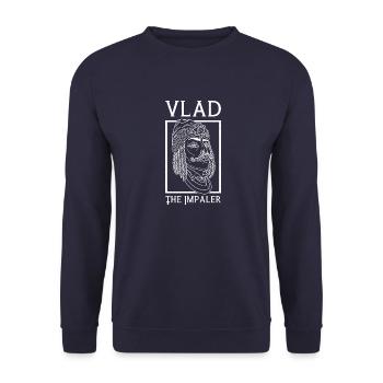 Vampir Vlad Tepes Impale Rumänien Spruch - Unisex Pullover - Navy - Vorne - Alina (178cm) & Michal (187cm)