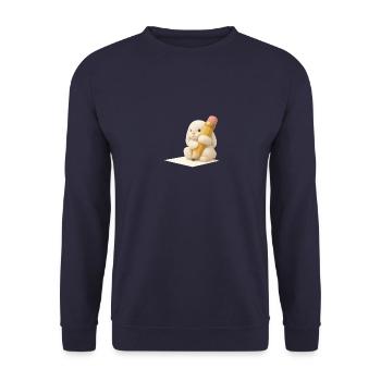 Lapin avec crayon pour enfants Design – Animal créatif - Sweat-shirt Unisexe - marine - Devant - Alina (178cm) & Michal (187cm)