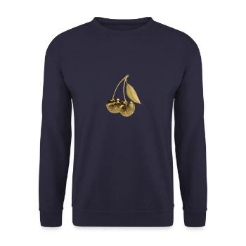 kirsche,cherrie,graffiti,gold,malerei,pop-art - Unisex Pullover - Navy - Vorne - Alina (178cm) & Michal (187cm)