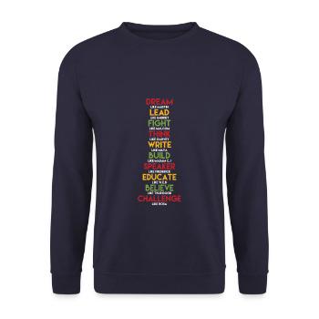 Inspirational African American Quote - Unisex Pullover - Navy - Vorne - Alina (178cm) & Michal (187cm)