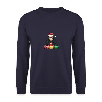 Gorilla Weihnachten Comic Geschenke - Unisex Pullover - Navy - Vorne - Alina (178cm) & Michal (187cm)