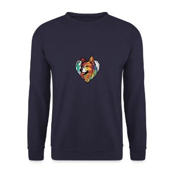 Samojede Hund Herz Love - Unisex Pullover - Navy - Vorne - Alina (178cm) & Michal (187cm)