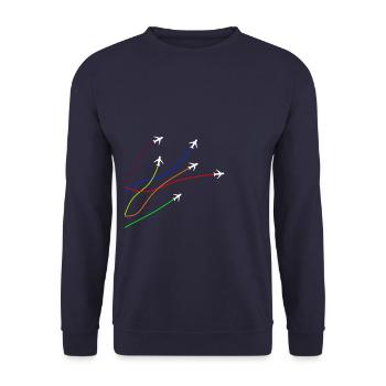 Pilot Flugzeug bunt - Unisex Pullover - Navy - Vorne - Alina (178cm) & Michal (187cm)