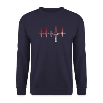 Flugzeug Herzschlag Pilot - Unisex Pullover - Navy - Vorne - Alina (178cm) & Michal (187cm)