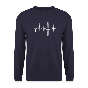 Flugzeug Pilot Herzschlag - Unisex Pullover - Navy - Vorne - Alina (178cm) & Michal (187cm)