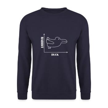 Ostern Osterhase Hase Ente - Unisex Pullover - Navy - Vorne - Alina (178cm) & Michal (187cm)