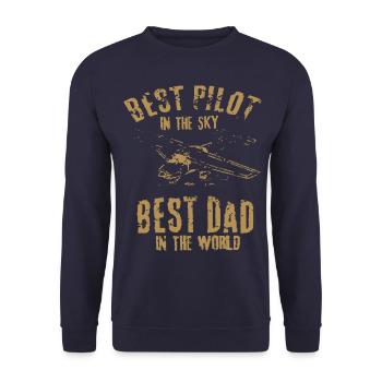 Pilot Piloten Spruch Vater - Unisex Pullover - Navy - Vorne - Alina (178cm) & Michal (187cm)
