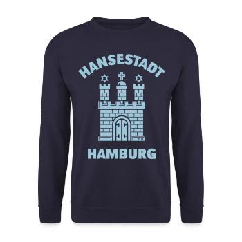 Hansestadt Hamburg – Wappen - Unisex Pullover - Navy - Vorne - Alina (178cm) & Michal (187cm)