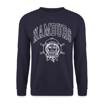 Hamburg - Unisex Sweatshirt - navy - Front - Alina (178cm) & Michal (187cm)