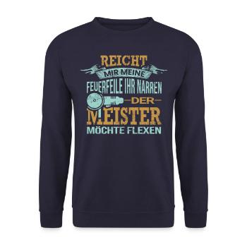 Pflasterer Spruch Geschenk - Unisex Pullover - Navy - Vorne - Alina (178cm) & Michal (187cm)