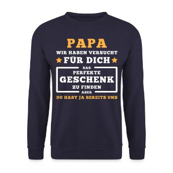 Papa Papi Vatertag. Perfekte Geschenk Deine Kinder - Unisex Pullover - Navy - Vorne - Alina (178cm) & Michal (187cm)