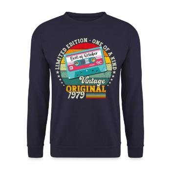 44th Birthday Retro Cassette Best of October 1979 - Unisex Sweatshirt - navy - Front - Alina (178cm) & Michal (187cm)